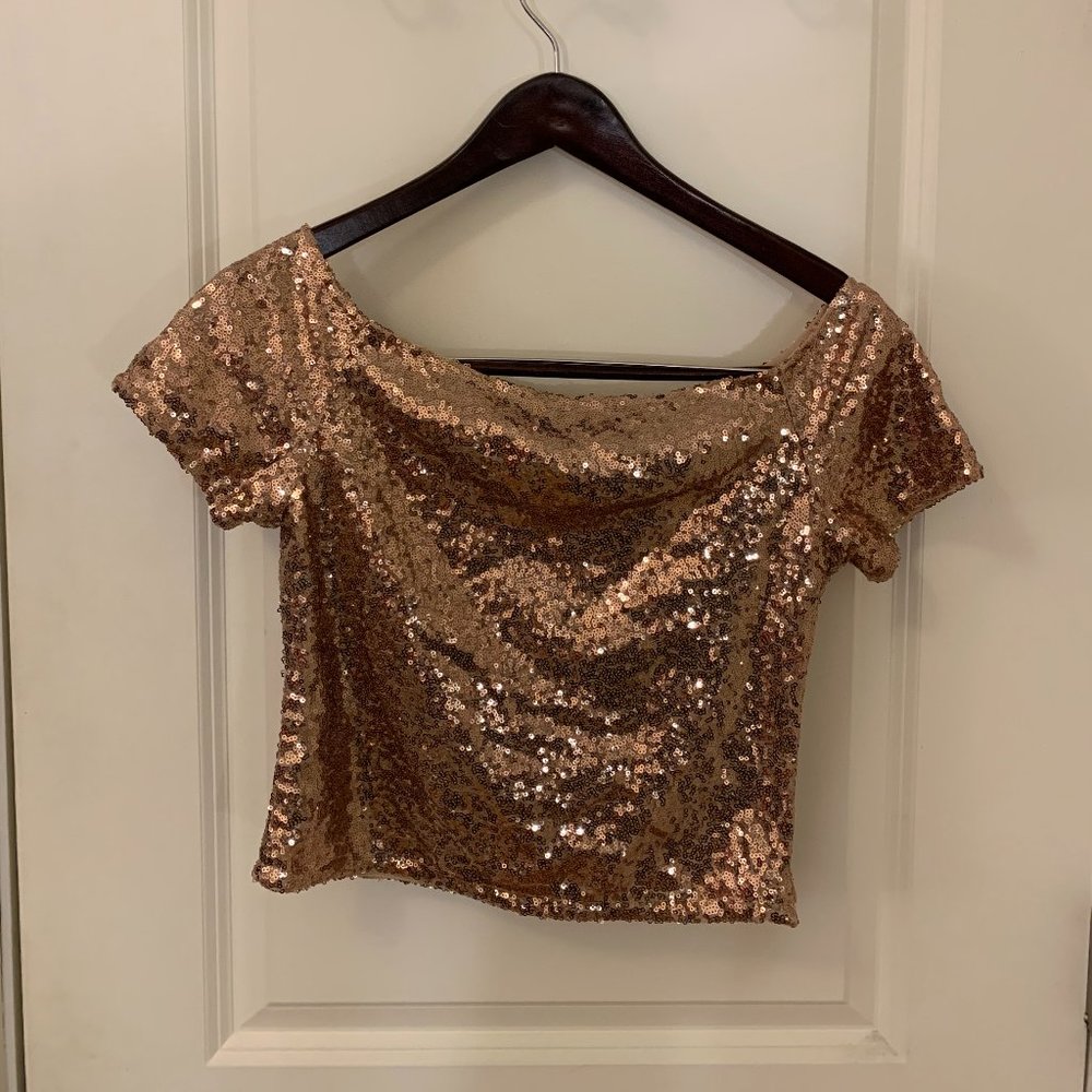 Rose Gold Sequined Crop Top